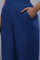 Blue Cotton Straight Pants With Mirror Hemline