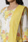 White Floral Printed Cotton Kurta, Pants And Kota Dupatta Set