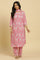 Pink Paisely Printed Coordinated Kurta, Pants And Dupatta Set