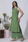 Sage Green Minimal Embroidered Kurta, Pants And Dupatta Set