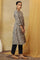 Ivory Jaal Block Printed Kurta In Cotton Slub