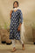 Dark Blue Dabu Block Printed V-Neck Kurta