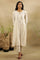 White Beadwork Panelled Kurta In Cotton Voile