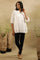 White  Applique  Work Cotton Voile  Top With Mirror Work