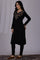 Grey Solid Thread Work Acrylic A-Line Kurta