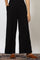 Black Textured Ankle Length Wide Leg Parallel Pants