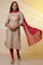 Beige Foil Printed Sequined Pure Cotton Kurta, Tights and Dupatta Set