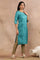 Teal Embellished Kurta And Golden Pants Set