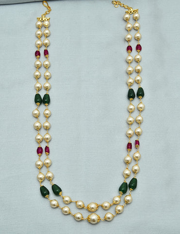 Designer 2-Lines Pearls and Beads Mala