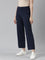 Women Solid Navy Ponte Wide Leg Pants