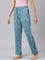 Women Printed Blue Mid Rise Woven Viscose Lounge Pants