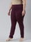 Women Solid Dark Purple Cotton Mid Rise Kurti Pants