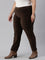 Dark Brown Cotton Polyester Corduroy Jeggings