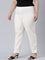 Women Solid Cream Cotton Pencil Pant