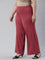 Women Solid Rusty Pink Viscose Mid Rise Knit Palazzos