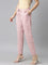 Women Solid Light Pink Mid Rise Linen Pencil Pants