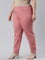 Women Solid Dusty Rose Cotton Pencil Pant