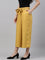 Women Solid Light Mustard Linen Mid Rise Culottes