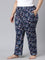 Women Printed Blue Cotton Knit Lounge Pants