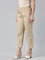 Women Solid Light Beige Mid Rise Cropped Pencil Pant