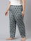 Women Printed Blue Cotton Woven Lounge Pants