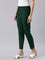 Women Solid Bottle Green Cotton Pencil Pant