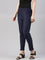 Women Navy Solid Mid Rise Metallic Pants