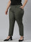 Women Solid Olive Green Crepe Pants