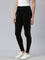 Women Black Cotton Mid Rise Side Stripe Active Leggings