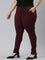 Women Solid Bright Maroon Stretch Ponte Pants