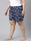 Women Printed Blue Cotton Knit Lounge Shorts