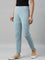 Women Solid Dusty Blue Cotton Mid Rise Kurti Pants