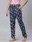 Women Printed Blue Cotton Knit Lounge Pants