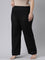 Women Solid Black Cotton Wide Leg Pants