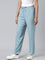 Women Solid Dusty Blue Viscose Mid Rise Casual Pants