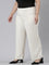 Women Solid Cream Linen Cargo Pant