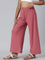 Girls Solid Rusty Pink Mid Rise Rib Palazzos