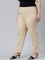 Women Solid Light Beige Cotton Pencil Pant