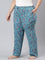 Women Printed Blue Mid Rise Woven Viscose Lounge Pants