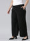 Women Solid Black High Rise Crepe Wide Pant