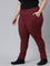 Women Solid Maroon Mid Rise Suede Treggings