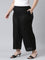 Women Solid Black Mid Rise Linen Wide Pant