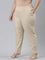 Women Solid Light Beige Comfort Fit Cotton Pants