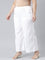 Women Solid White Mid Rise Linen Wide Pant