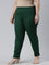 Women Solid Bottle Green Cotton Pencil Pant