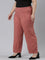 Women Solid Rust Linen Cargo Pant