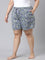 Women Printed Black Cotton Knit Relaxed Fit Mid Rise Lounge Shorts