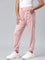 Girls Solid Baby Pink Mid Rise Cotton Joggers