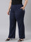 Women Solid Navy Ponte Wide Leg Pants