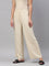 Women Solid Light Beige Woven Viscose Mid Rise Basic Palazzos